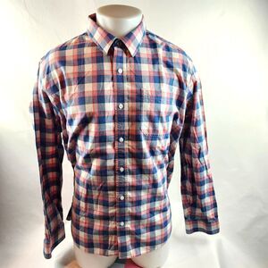 LL Bean Shirt Mens Large Button Up Plaid Red Blue Traditional Fit Casual Outdoor